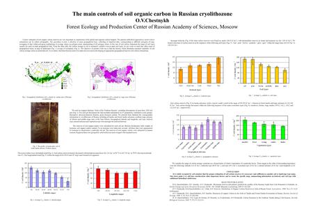 The main controls of soil organic carbon in Russian cryolithozone O.V.Chestnykh Forest Ecology and Production Center of Russian Academy of Sciences, Moscow.