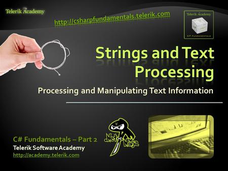 Processing and Manipulating Text Information Telerik Software Academy  C# Fundamentals – Part 2.