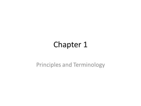 Principles and Terminology