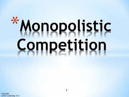 Monopolistic Competition