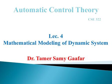 Automatic Control Theory CSE 322