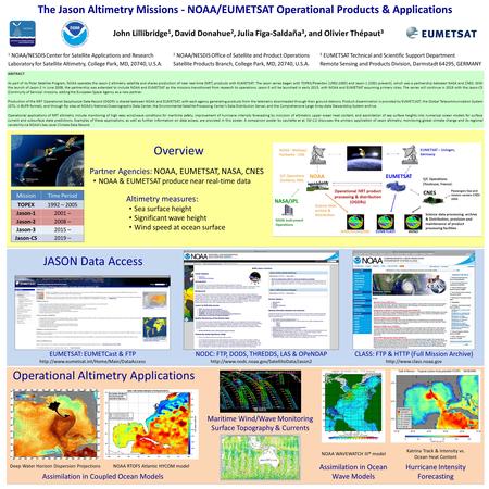 Overview ABSTRACT As part of its Polar Satellite Program, NOAA operates the Jason-2 altimetry satellite and shares production of near real-time (NRT) products.