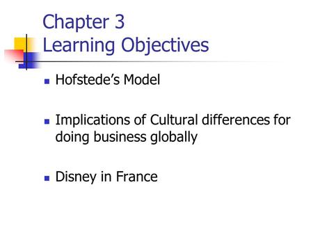 Chapter 3 Learning Objectives