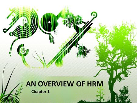 AN OVERVIEW OF HRM Chapter 1. DEFINITION Human Resource Management is the development and implementation of systems in an organization designed to attract,