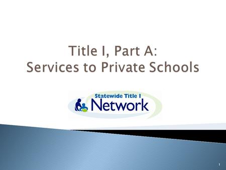 1.  Understand ESEA and the purpose of Title I, Part A Programs and Services  Understand how to communicate and plan with private schools  Understand.