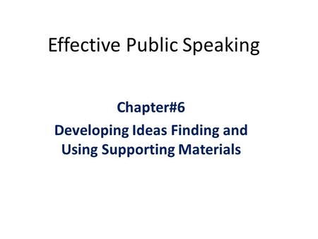 Effective Public Speaking