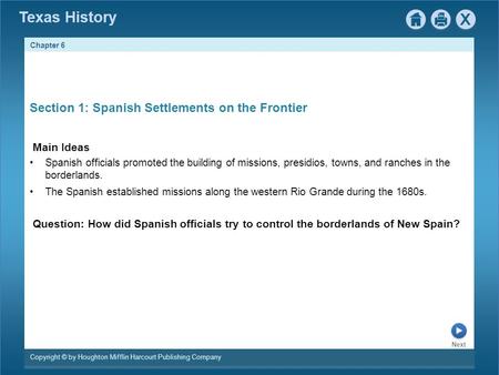 Section 1: Spanish Settlements on the Frontier