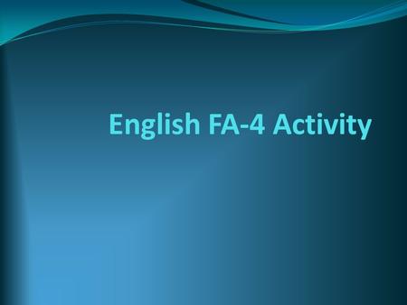 English FA-4 Activity. Specially Skilled Personalities.