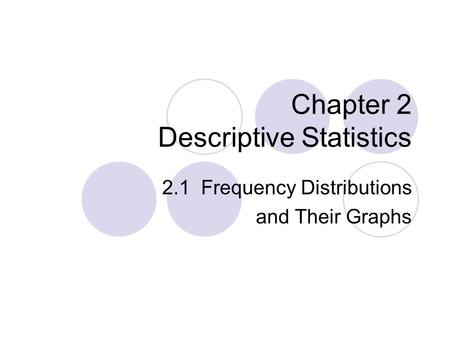 Chapter 2 Descriptive Statistics 2.1 Frequency Distributions and Their Graphs.