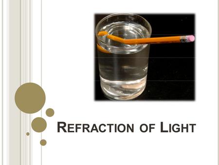 R EFRACTION OF L IGHT. W HAT IS R EFRACTION Although light travels in straight lines, it bends when it passes from one medium to another Refraction: the.