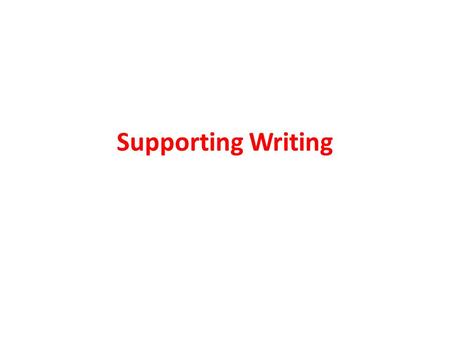 Supporting Writing. What is good writing? Good writing is effective writing Writing is context dependent - situation - purpose - audience - writer’s position.