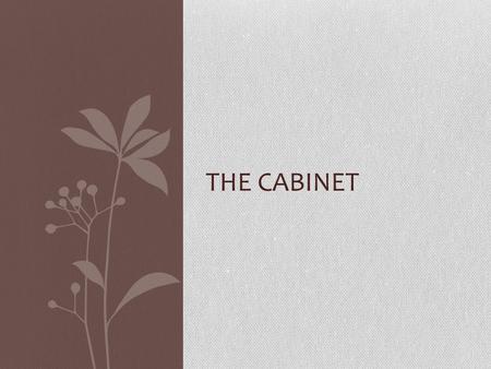 THE CABINET. Cabinet History In 1789, George Washington asked Congress to make 4 specific departments (State, War, Treasury, Attorney General) Today,