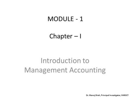 Introduction to Management Accounting