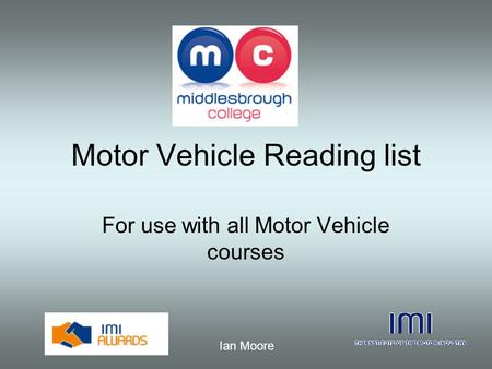 Motor Vehicle Reading list