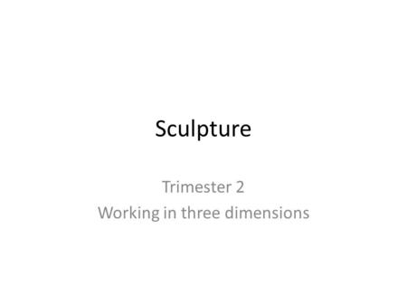 Sculpture Trimester 2 Working in three dimensions.