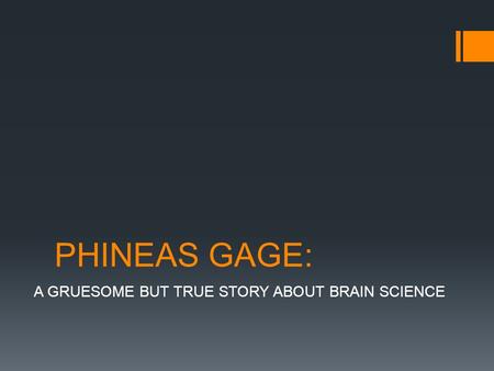 A GRUESOME BUT TRUE STORY ABOUT BRAIN SCIENCE