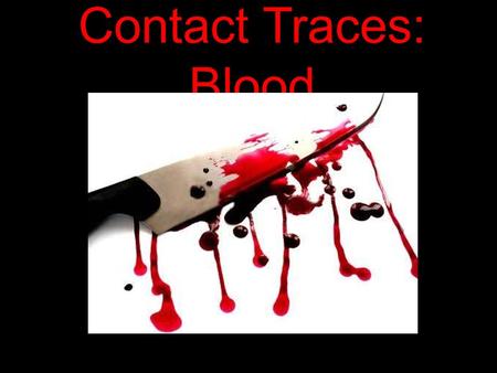 Contact Traces: Blood. Serology: The study of blood and other liquids in forensics. Taking a sample of blood off the car windscreen.