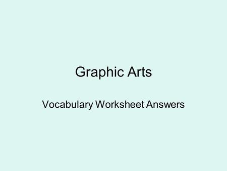 Vocabulary Worksheet Answers