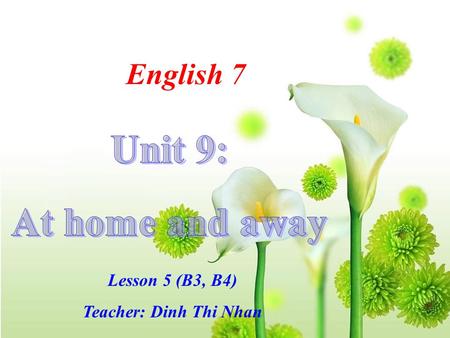 Lesson 5 (B3, B4) Teacher: Dinh Thi Nhan English 7.