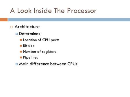 A Look Inside The Processor