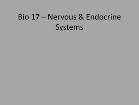 Bio 17 – Nervous & Endocrine Systems. Atoms and Ions.