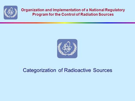 Organization and Implementation of a National Regulatory Program for the Control of Radiation Sources Categorization of Radioactive Sources.