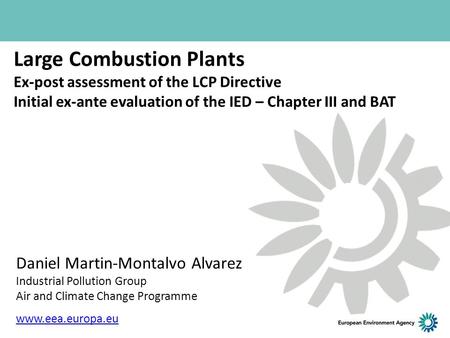 Large Combustion Plants Ex-post assessment of the LCP Directive Initial ex-ante evaluation of the IED – Chapter III and BAT Daniel Martin-Montalvo Alvarez.