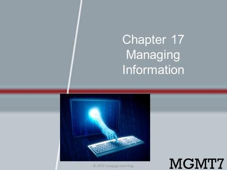 Chapter 17 Managing Information © 2015 Cengage Learning. MGMT7.