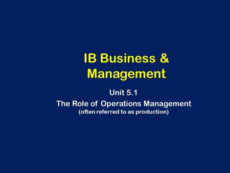 IB Business & Management