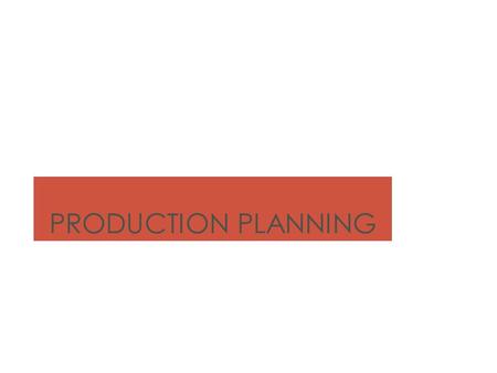 OPERATIONS MANAGEMENT PRODUCTION PLANNING. Explain the difference between JIT/JIC Explain and analyse the appropriateness of traditional stock control.