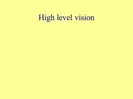 High level vision.