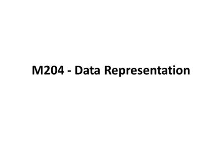 M204 - Data Representation