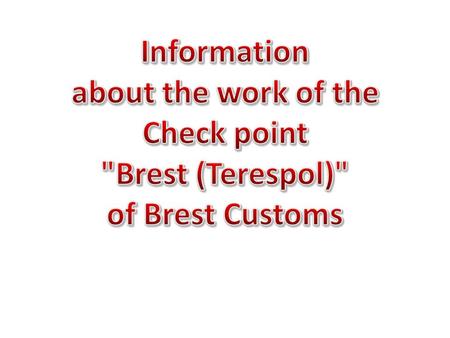 Information about the work of the Check point Brest (Terespol)