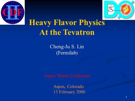 1 Heavy Flavor Physics At the Tevatron Cheng-Ju S. Lin (Fermilab ) Aspen Winter Conference Aspen, Colorado 13 February 2006.