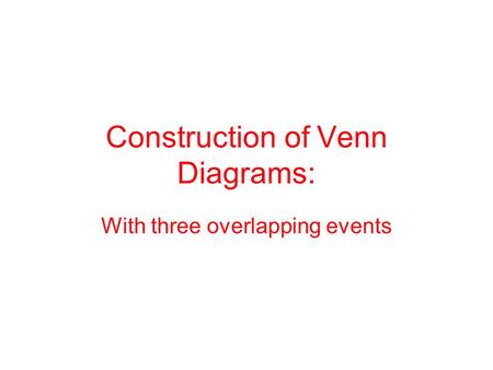 Construction of Venn Diagrams: With three overlapping events.