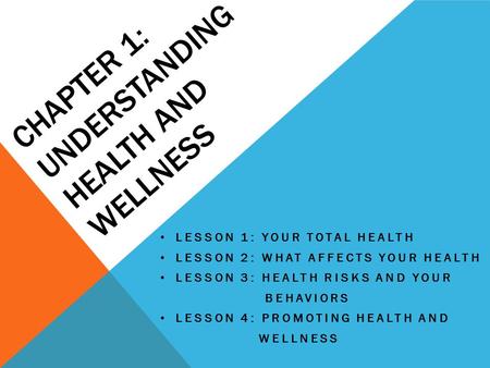 Chapter 1: Understanding Health and Wellness