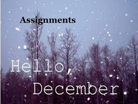 Assignments. Agenda: 12/1 & 12/2 Learning Target: I can use description and reflection to write about events from a book. Quiet Reading (20 min.) Reading.