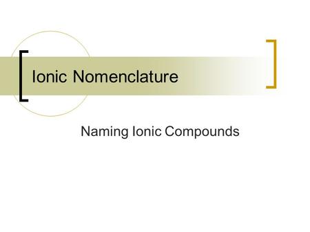 Naming Ionic Compounds