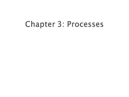  Process Concept  Process Scheduling  Operations on Processes  Cooperating Processes  Interprocess Communication  Communication in Client-Server.