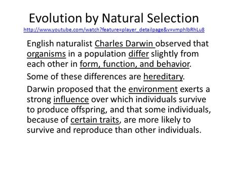 Evolution by Natural Selection