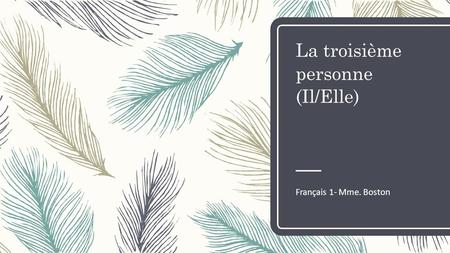 La troisième personne (Il/Elle) Français 1- Mme. Boston.