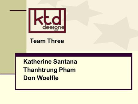 Katherine Santana Thanhtrung Pham Don Woelfle Team Three.