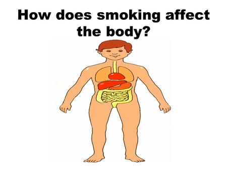 How does smoking affect the body?. Objectives All pupils will be able to list 5 ways smoking can harm the body Most pupils will be able to list more than.