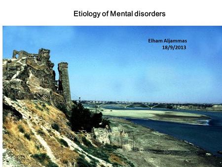 Elham Aljammas 18/9/2013 Etiology of Mental disorders.