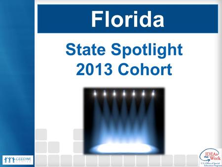 Florida State Spotlight 2013 Cohort. One Initiative We Have Been Working On Special Educator Certification Redesign -  Working to update the certification.