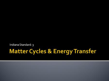 Indiana Standard: 3. Summary of Unit Energy is required by all living things. When you consume food, that food is broken down and used to produce energy.