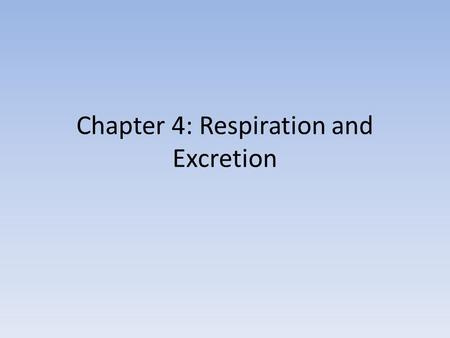 Chapter 4: Respiration and Excretion