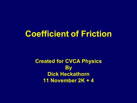 Coefficient of Friction