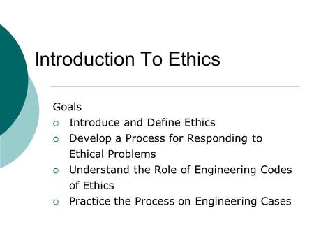 Introduction To Ethics