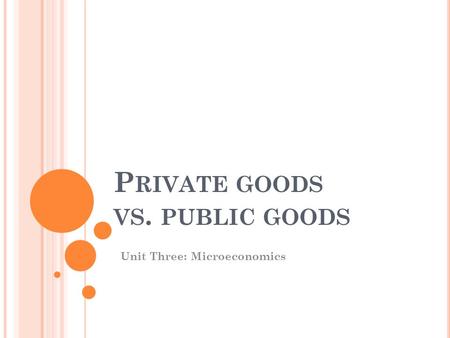 P RIVATE GOODS VS. PUBLIC GOODS Unit Three: Microeconomics.